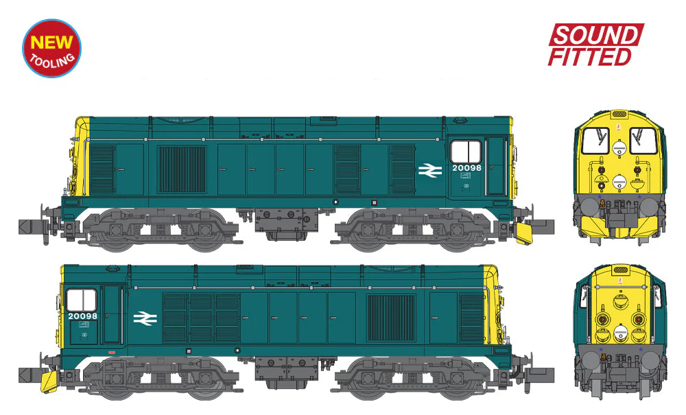 371-032CSF Class 20/0 Disc Headcode & Tablet Catcher Recess 20098 BR Blue Diesel Locomotive - DCC Sound - Image 6