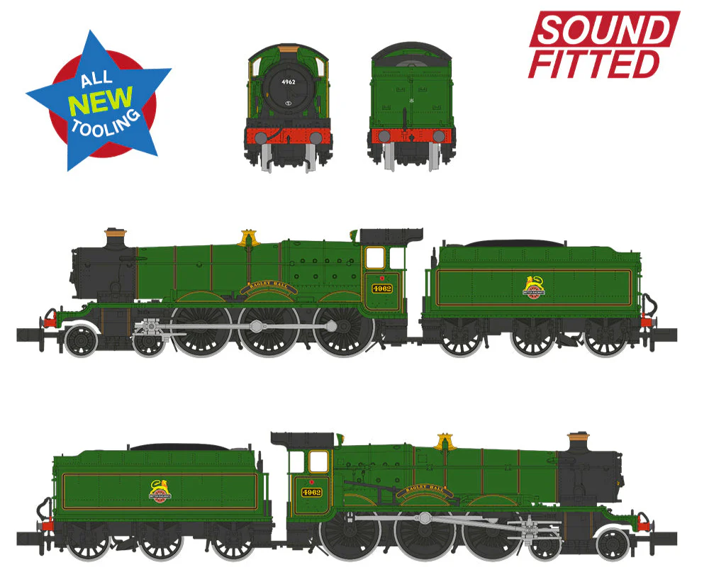 GWR 49XX 'Hall' 4962 'Ragley Hall' BR Lined Green (Early Emblem) Steam Locomotive - DCC Sound - Image 8