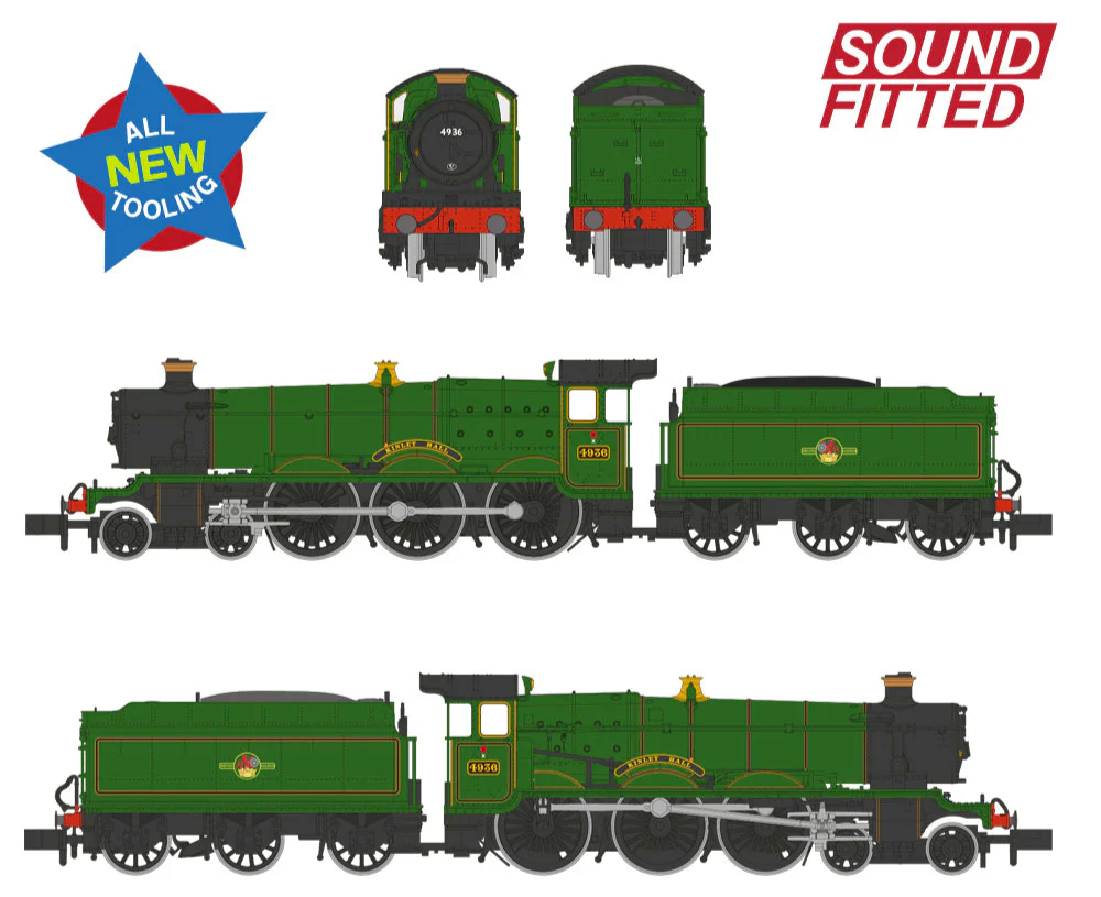 GWR 49XX 'Hall' 4936 'Kinlet Hall' BR Lined Green (Late Crest) Steam Locomotive - DCC Sound - Image 7
