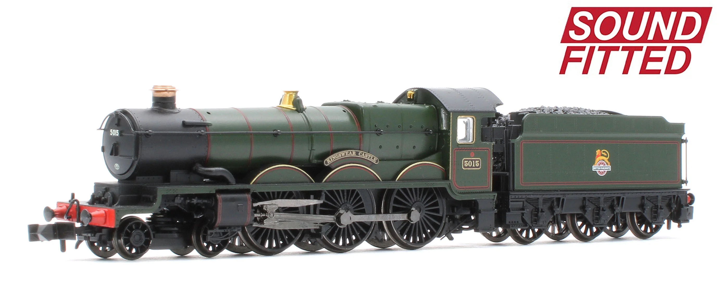 GWR 4073 'Castle' 5015 'Kingswear Castle' BR Lined Green (Early Emblem) Steam Locomotive - DCC Sound