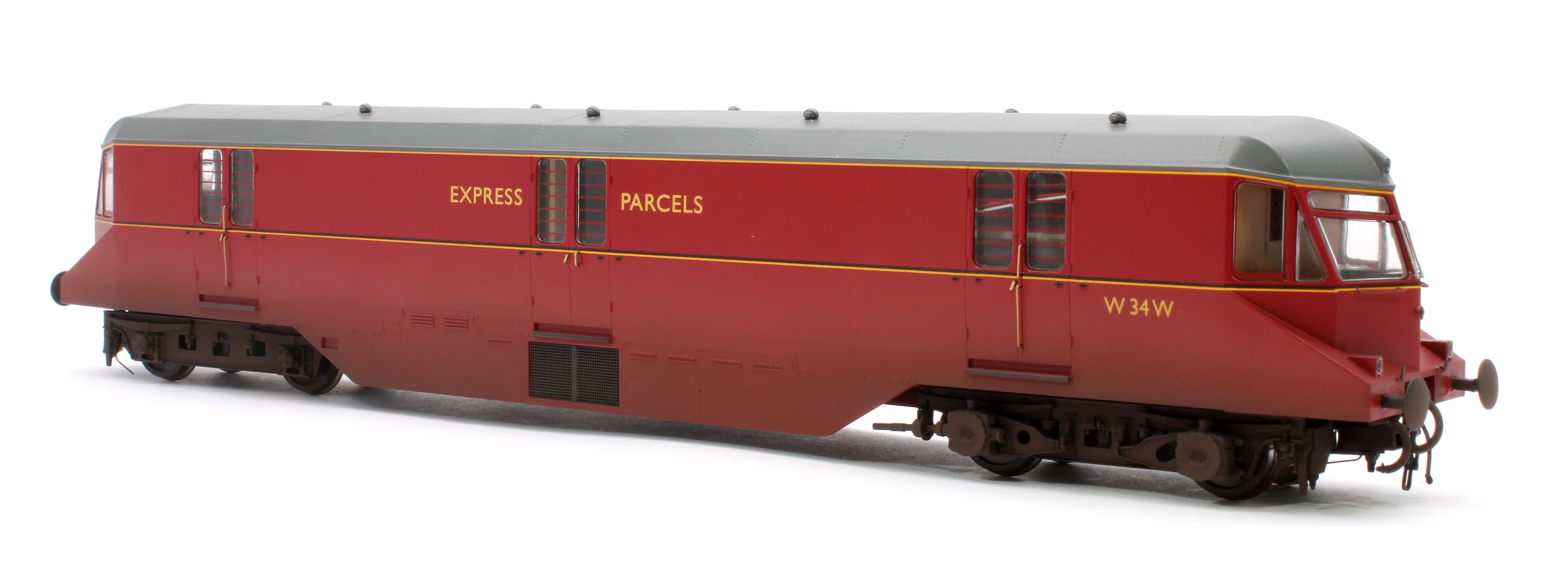 Pre-Owned GWR Parcels Railcar BR ‘Express Parcels’ Crimson No. W34W (Grey Roof) Diesel Locomotive - Weathered - Image 2