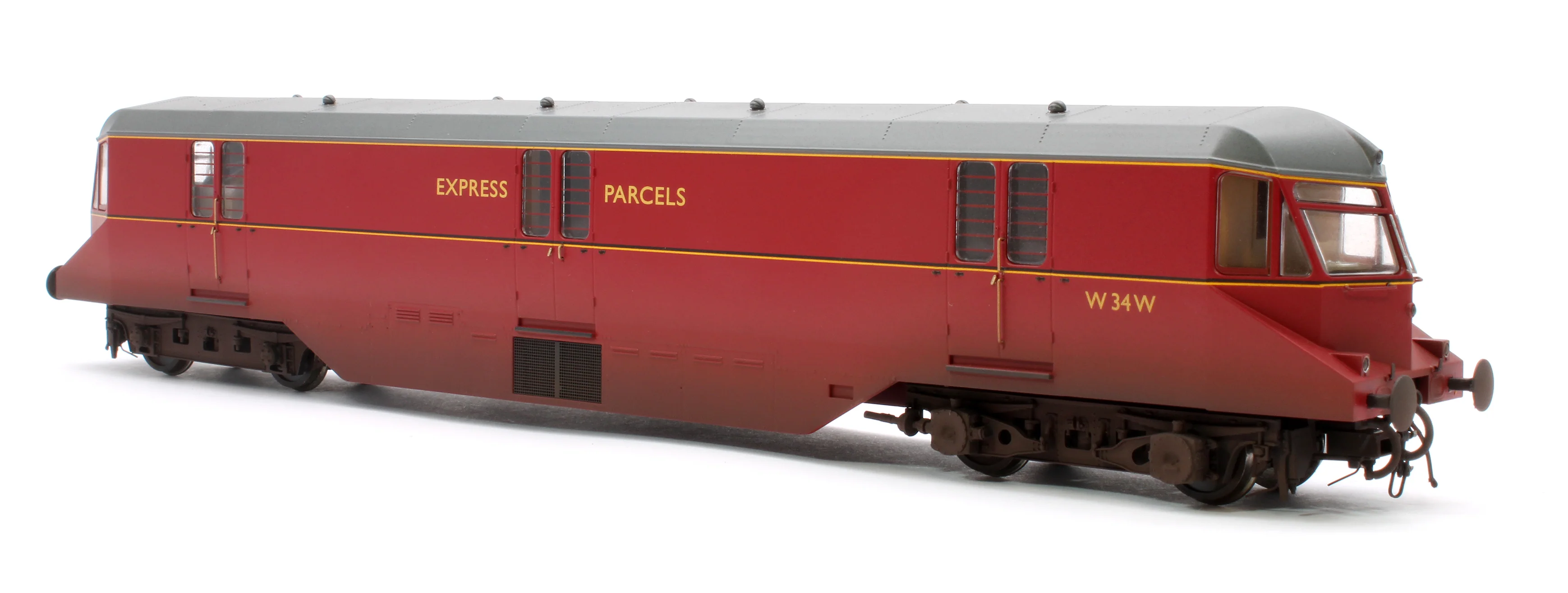 Pre-Owned GWR Parcels Railcar BR ‘Express Parcels’ Crimson No. W34W (Grey Roof) Diesel Locomotive - Weathered - Image 4