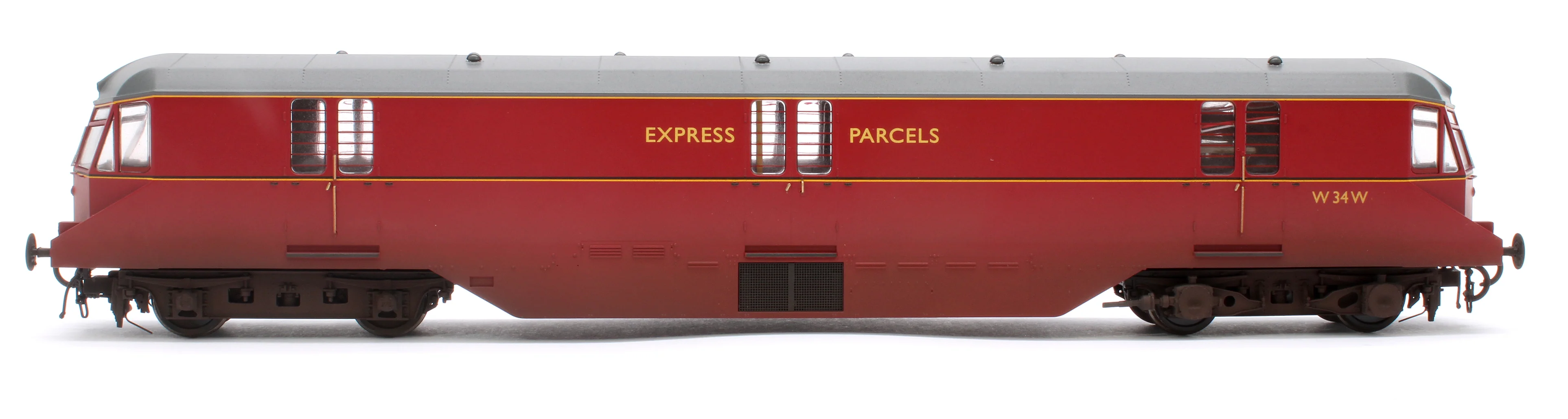 Pre-Owned GWR Parcels Railcar BR ‘Express Parcels’ Crimson No. W34W (Grey Roof) Diesel Locomotive - Weathered - Image 5