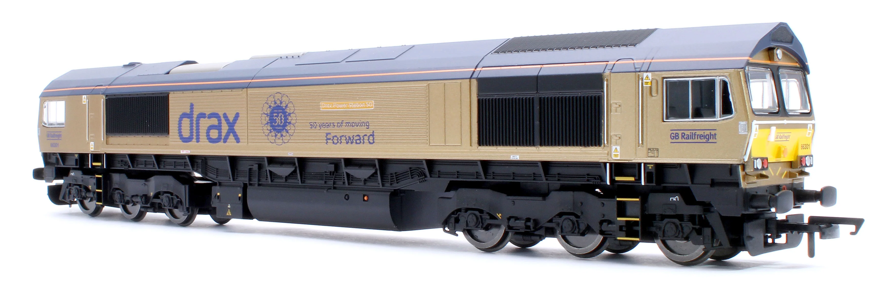 RailRoad GB Railfreight Class 66 Co-Co Drax 50th Anniversary Gold 66301 ‘Drax Power Station 50’ Diesel Locomotive - Image 4
