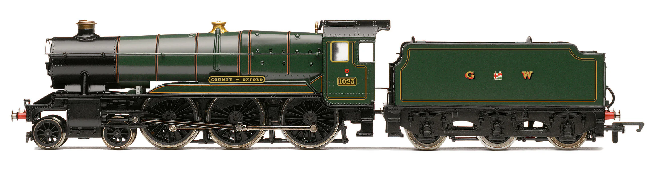 R30562 RailRoad Class 10xx 'County' 4-6-0 GWR Green 1023 "County of Oxford" Steam Locomotive