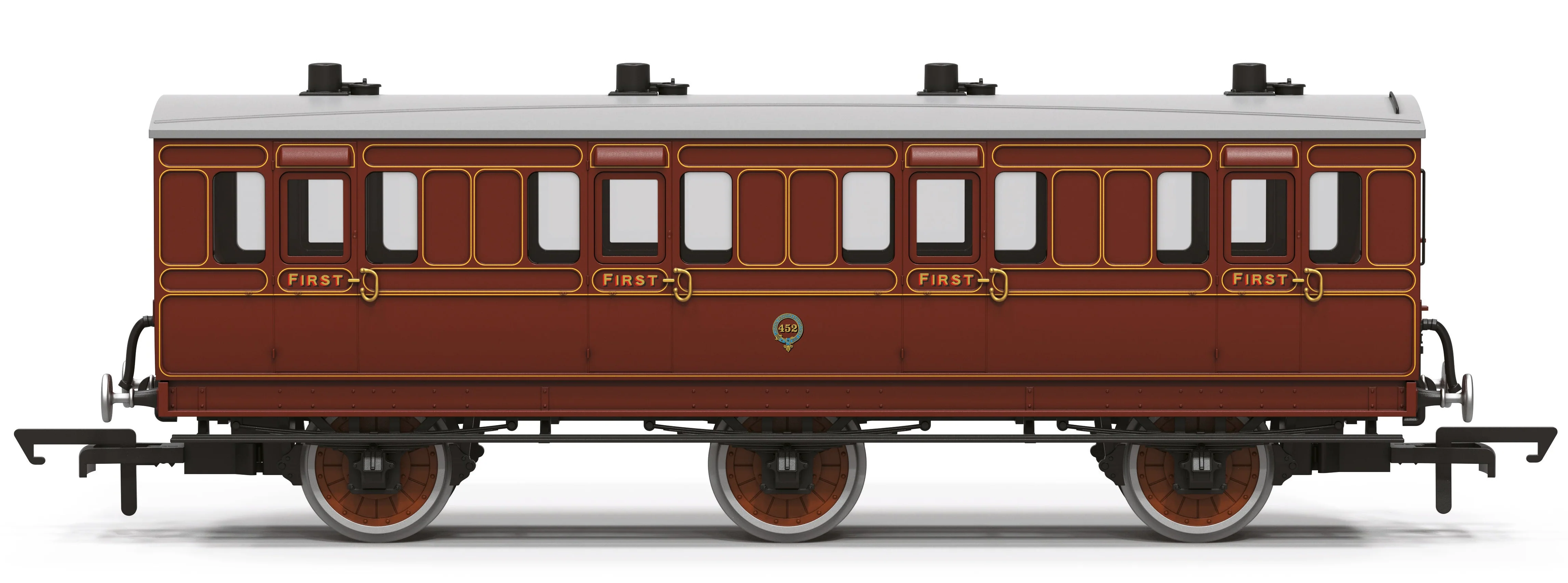 R40538 6 wheel First Class coach LBSCR Lined Brown 452