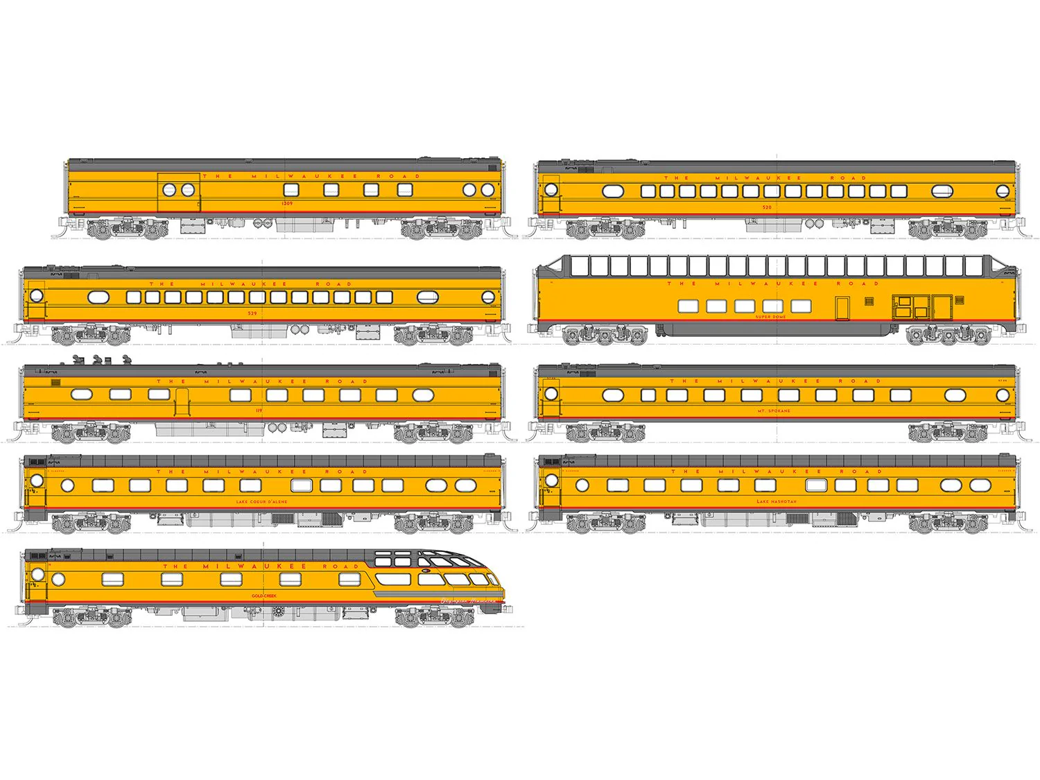 Milwaukee Road Post-1955 Olympian Hiawatha Coach Set (9)