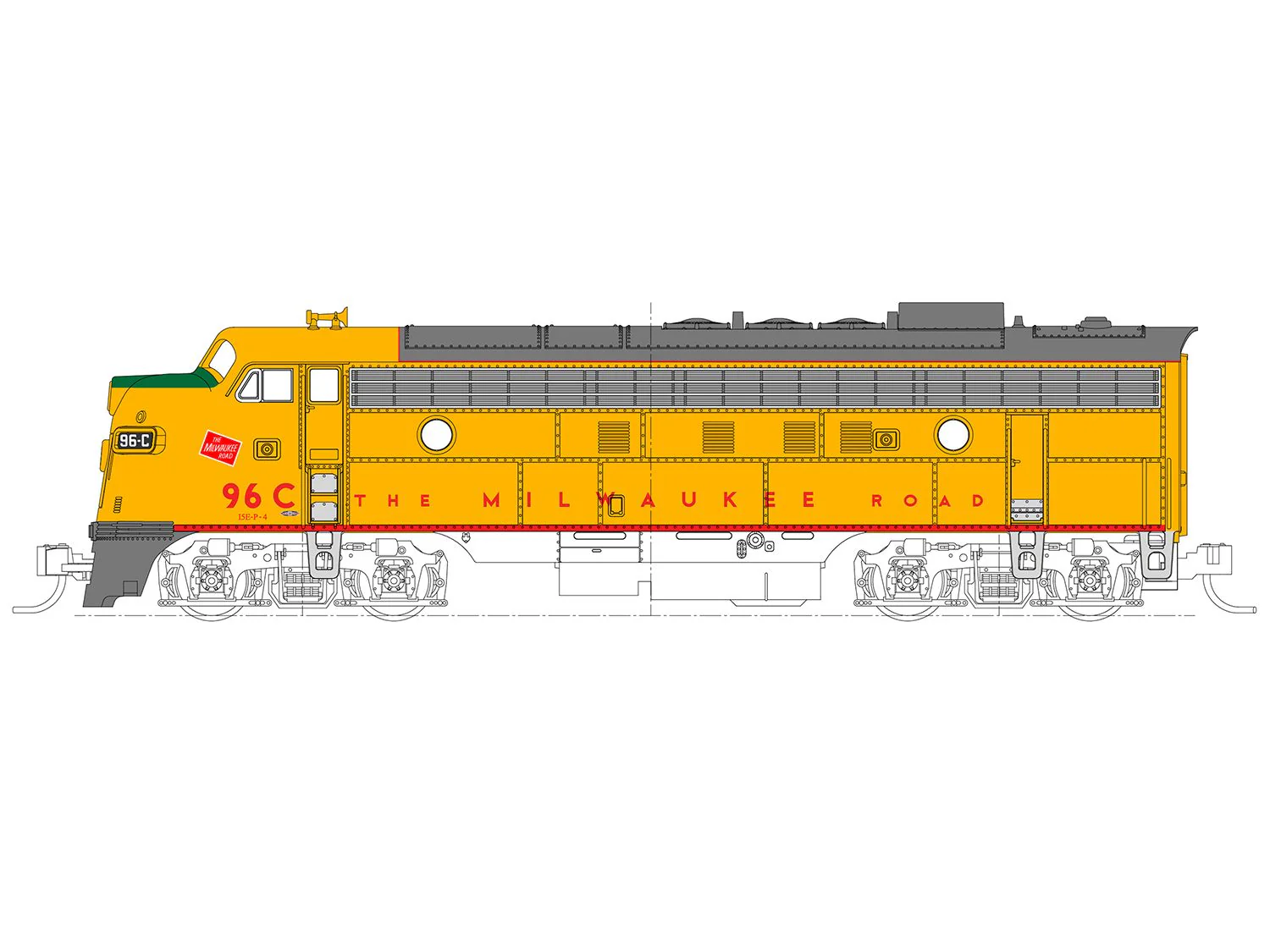 176-2303-DCC FP7 EMD 96C Milwaukee Road Post-1955 Scheme - DCC-Fitted