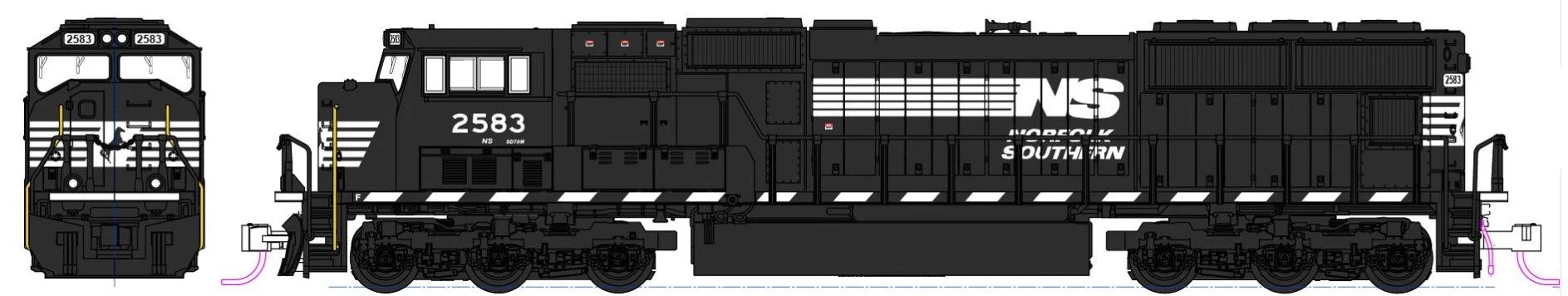 176-7614-DCC EMD SD70M Flat Radiator NS 2586 - DCC-Fitted