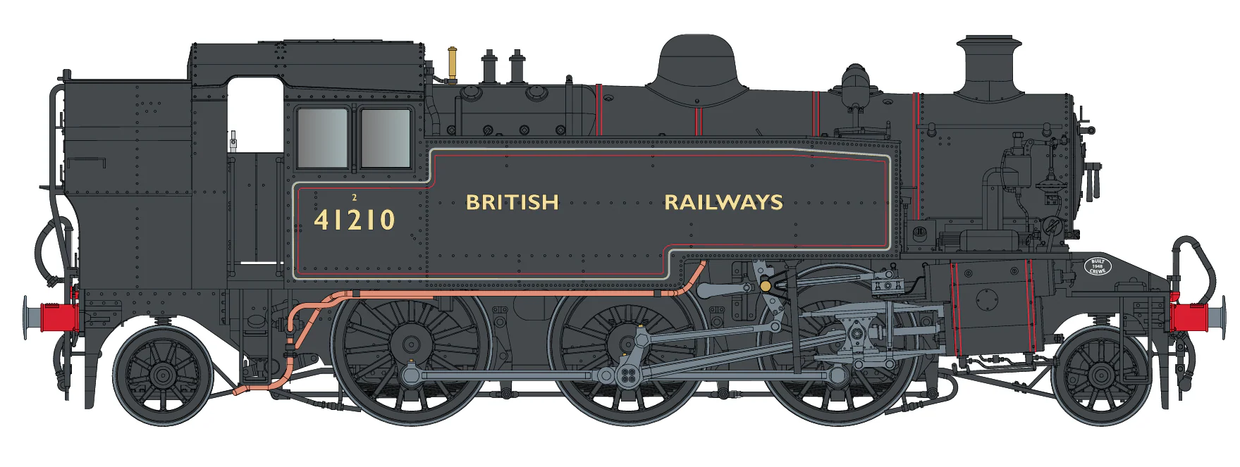 LHT-S-041-002UD Ivatt Class 2 2-6-2T British Railways Lined Black Push Pull Unnumbered Steam Locomotive - DCC Fitted - Image 2