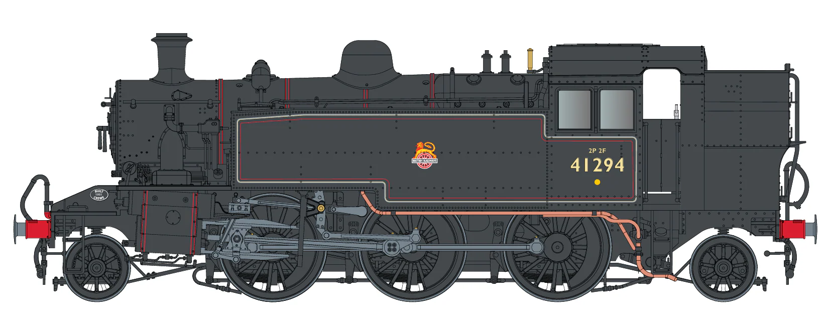 LHT-S-041-004 Ivatt Class 2 2-6-2T 41294 BR Lined Black Early Crest Steam Locomotive
