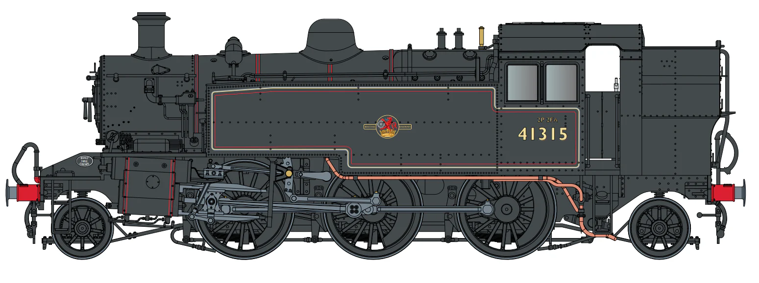 LHT-S-041-006D Ivatt Class 2 2-6-2T 41315 BR Lined Black Late Crest Steam Locomotive - DCC Fitted