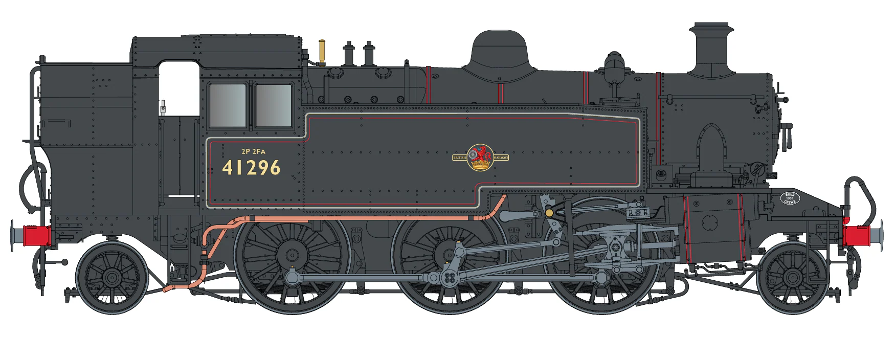 LHT-S-041-006D Ivatt Class 2 2-6-2T 41315 BR Lined Black Late Crest Steam Locomotive - DCC Fitted - Image 2