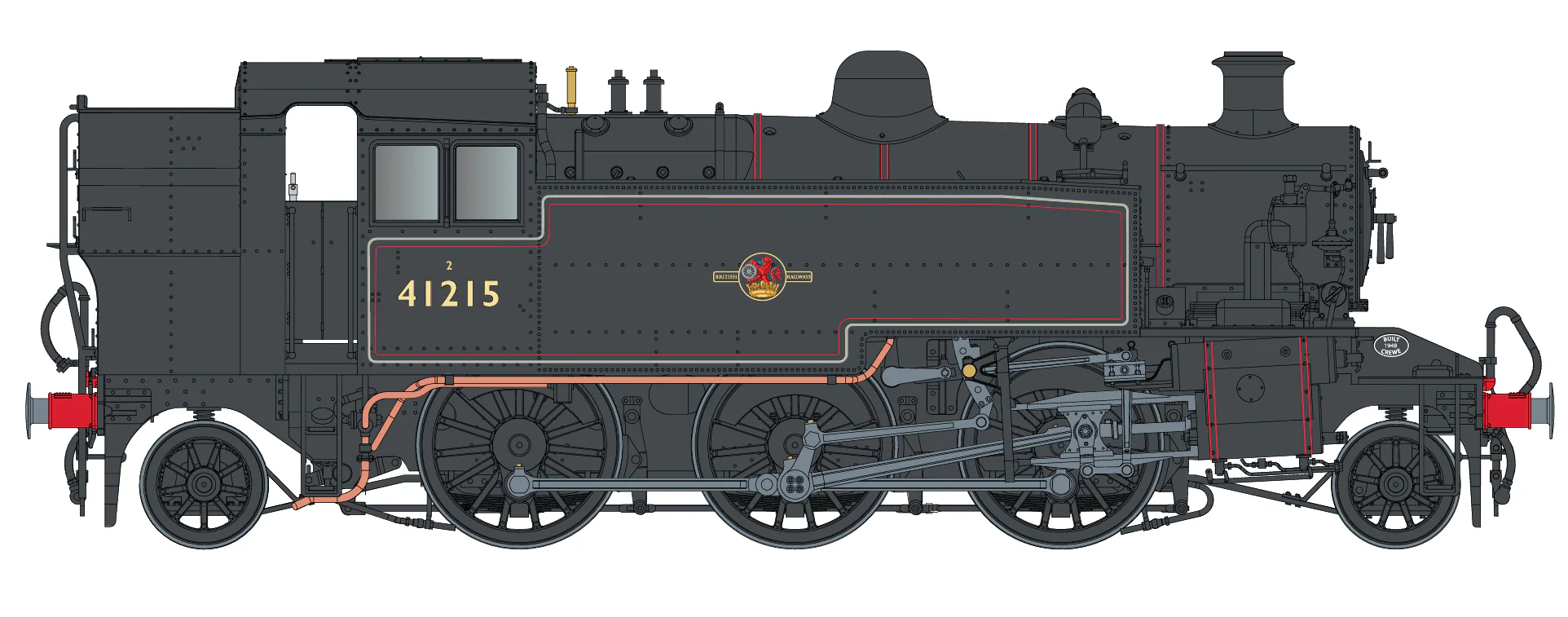 LHT-S-041-007 Ivatt Class 2 2-6-2T 41215 BR Lined Black Late Crest Push Pull Steam Locomotive - Image 2