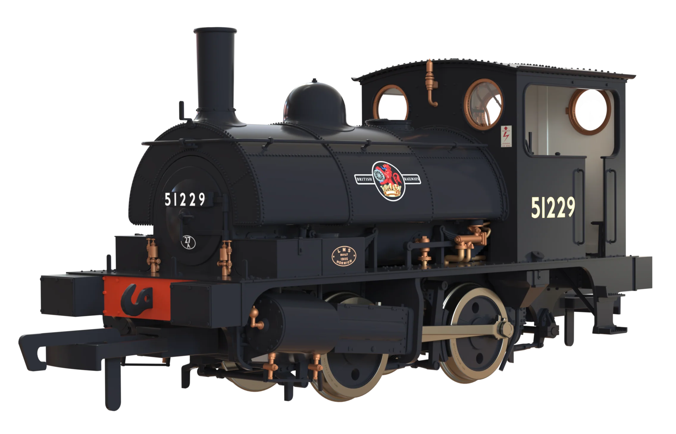 LYR 'Pug' 0-4-0ST 51229 BR Black Late Crest Steam Locomotive