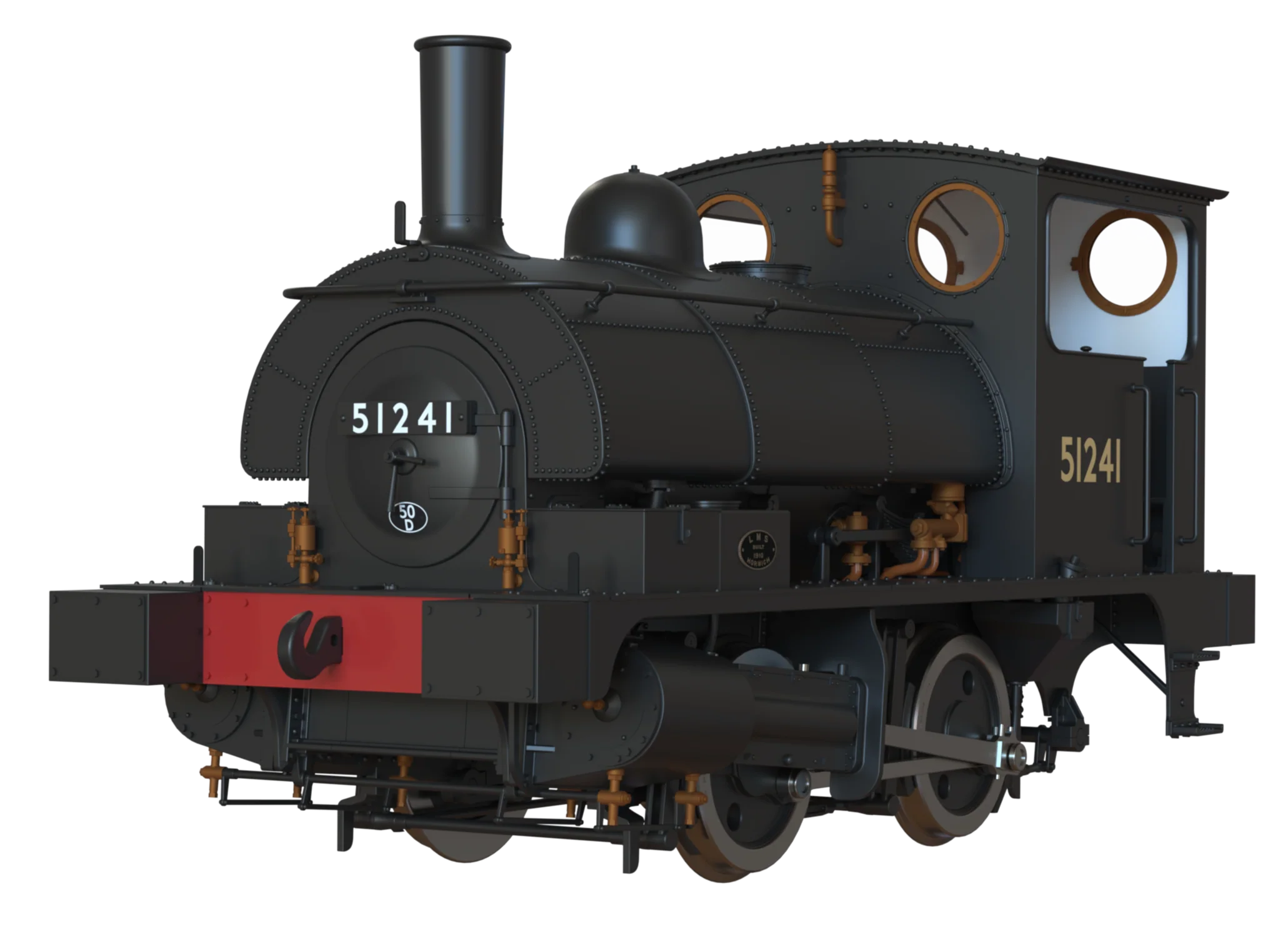 LYR 'Pug' 0-4-0ST 51241 BR Black No Emblems Steam Locomotive