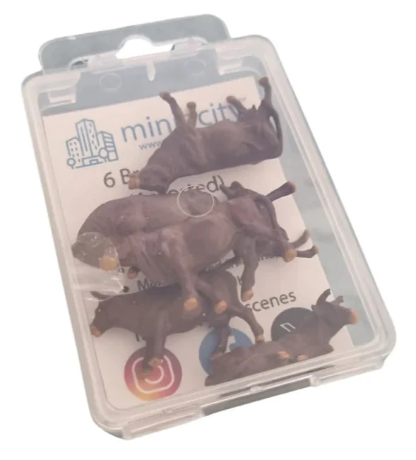 1:76 Scale Brown Cows Figures (Pack of 6) - Image 2