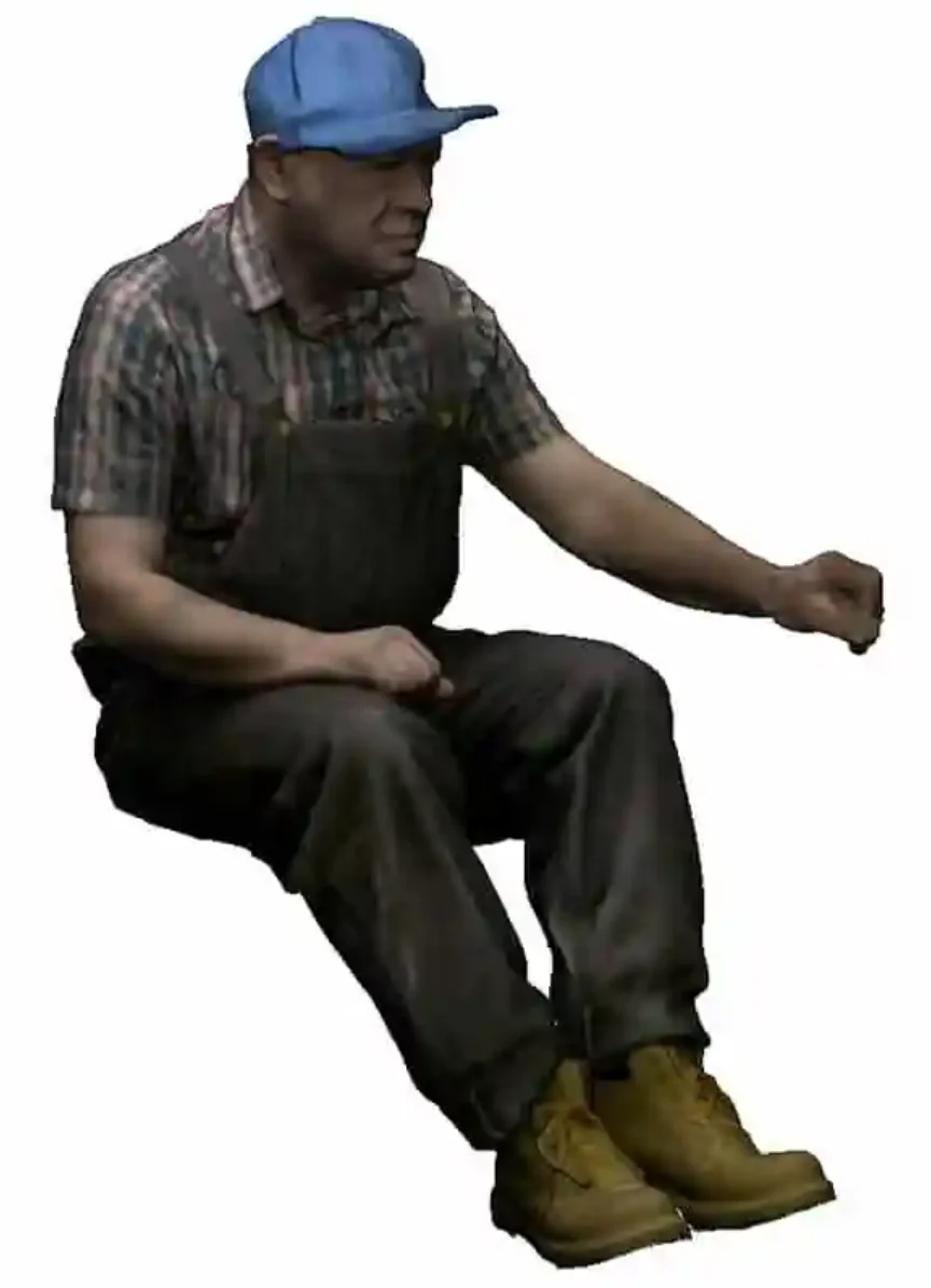 TT:120 Gauge - North American - Seated Engineer using Regulator - Left Hand Raised - Image 2