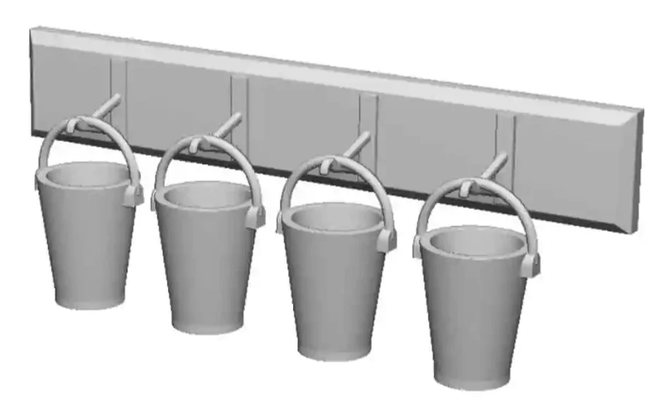 N Gauge Railway & Lineside - 4x Fire Buckets and Stand (Pack of 2)