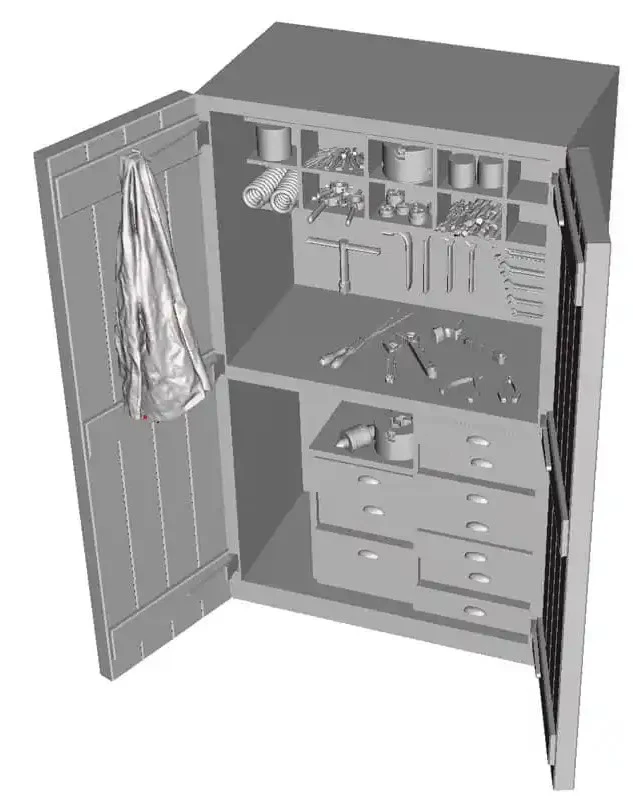 2742-043 O Gauge Loco & Diesel Depot - Fitter's Cupboard Loco Shed Detailing