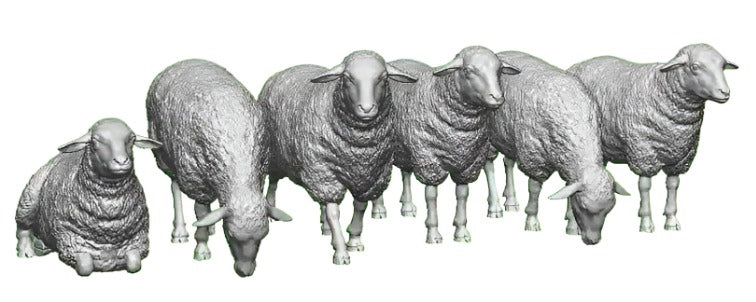 31201-043 O Gauge Pets, Wildlife & Livestock - Sheep - Pack of 6