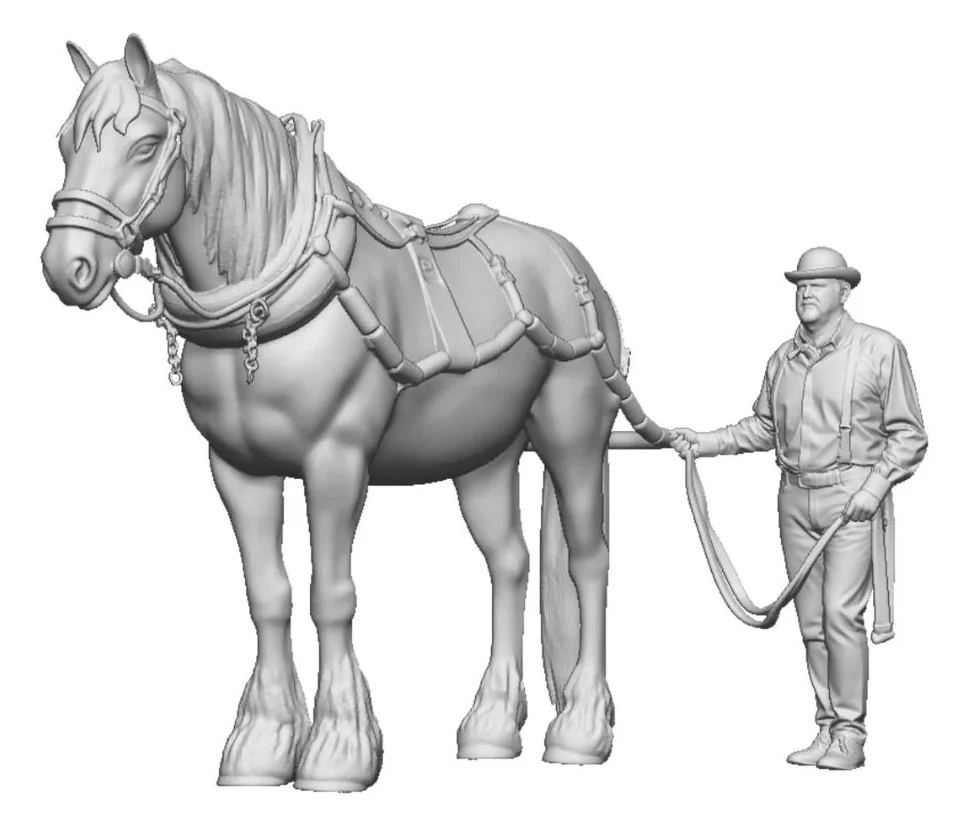 O Gauge - Pets, Wildlife & Livestock - Barge Horse and Bargeman