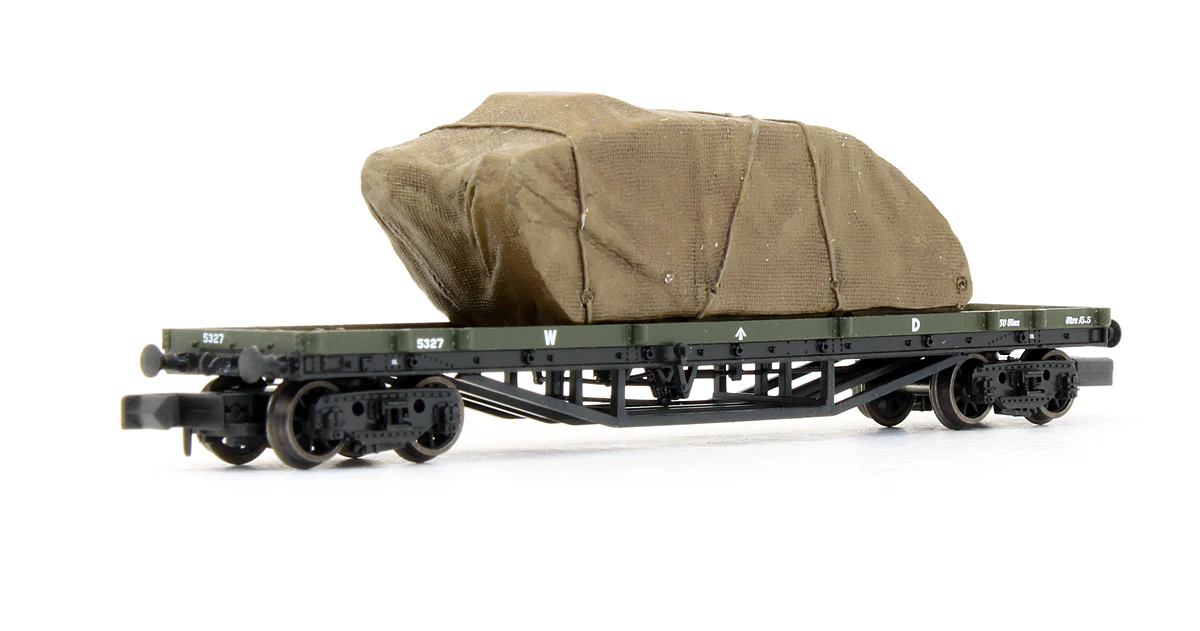 Pre-Owned Bogie Bolster Wagon WD WW1 Khaki With Load - Image 2