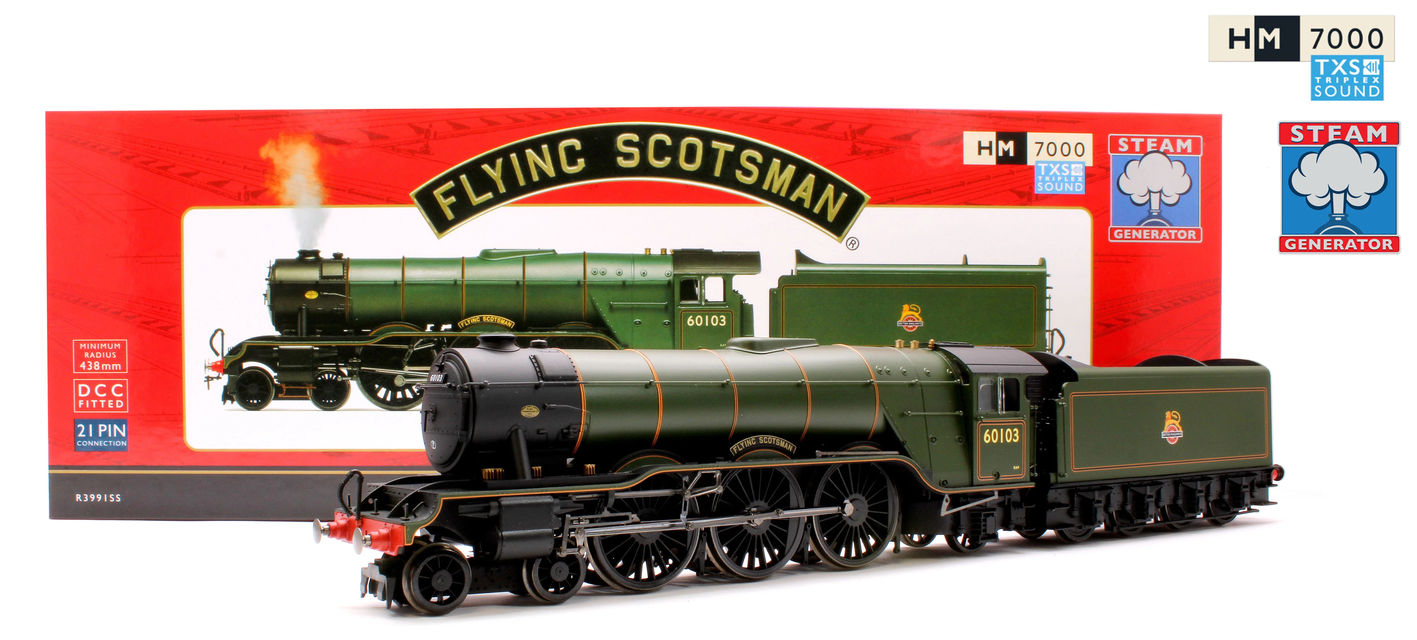 Pre-Owned R3991SS Class A3 4-6-2 60103 'Flying Scotsman' BR with Steam Generator (Diecast footplate and flickering firebox) Steam Locomotive - DCC Sound & Smoke