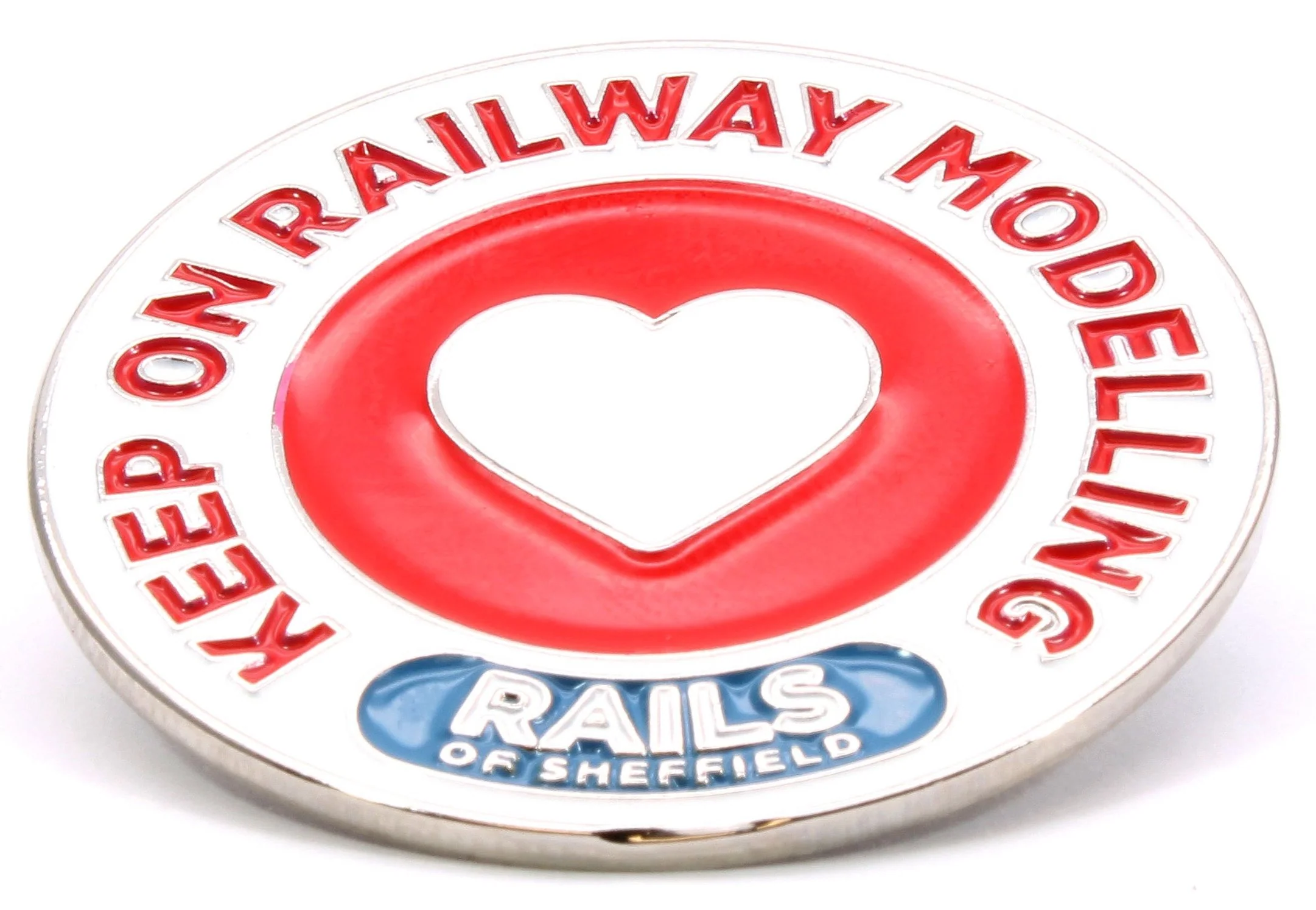 KORM-Pin Rails of Sheffield 'Keep on Railway Modelling ♡' Enamel Pin - Image 2