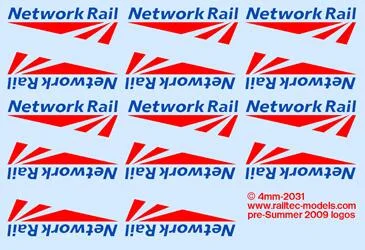 Network Rail Logos: Pre 2009 OO Gauge Waterslide Decals Transfer