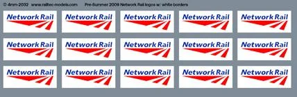 Network Rail logos - White Border (for MPV etc) OO Gauge Waterslide Decals Transfer