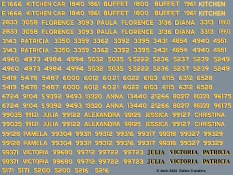 West Coast Railways Coach Numbers/Names OO Gauge Waterslide Decals Transfer