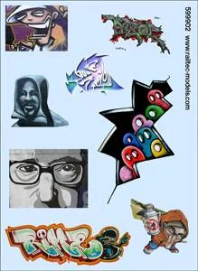 RT-4-8902 Graffiti: Artistic B Waterslide Decals Transfer