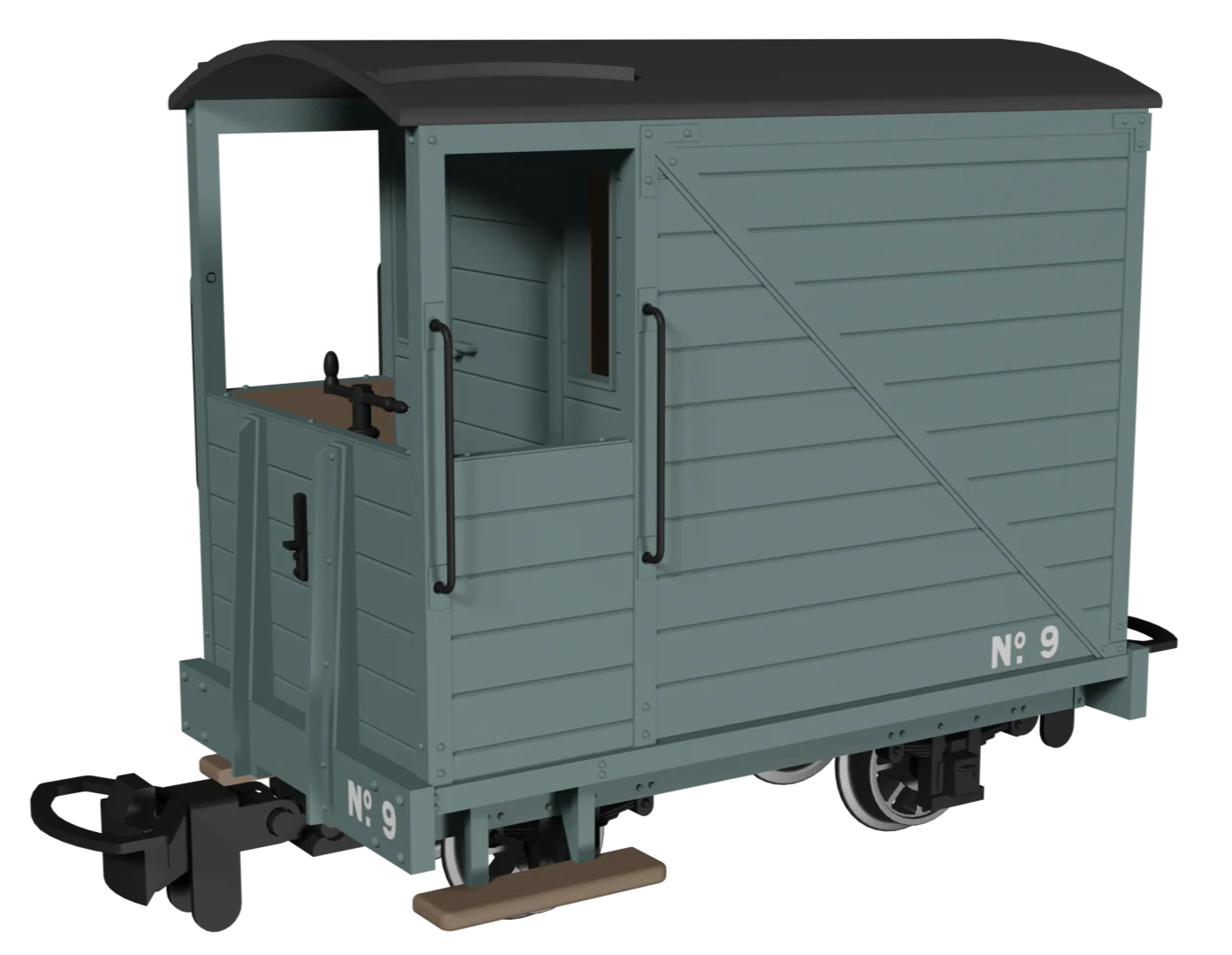 Single Veranda Brake Van -  Plain Grey No.9 - Image 2