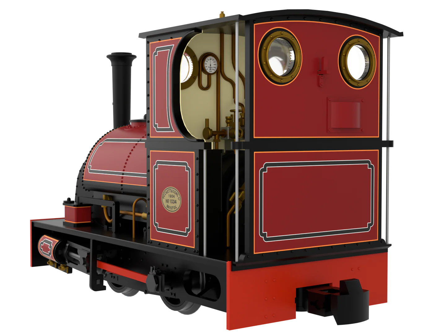 814009 Peckett & Sons Cranmore Class 0-4-0ST FR Style Lined Red Steam Locomotive - Image 2