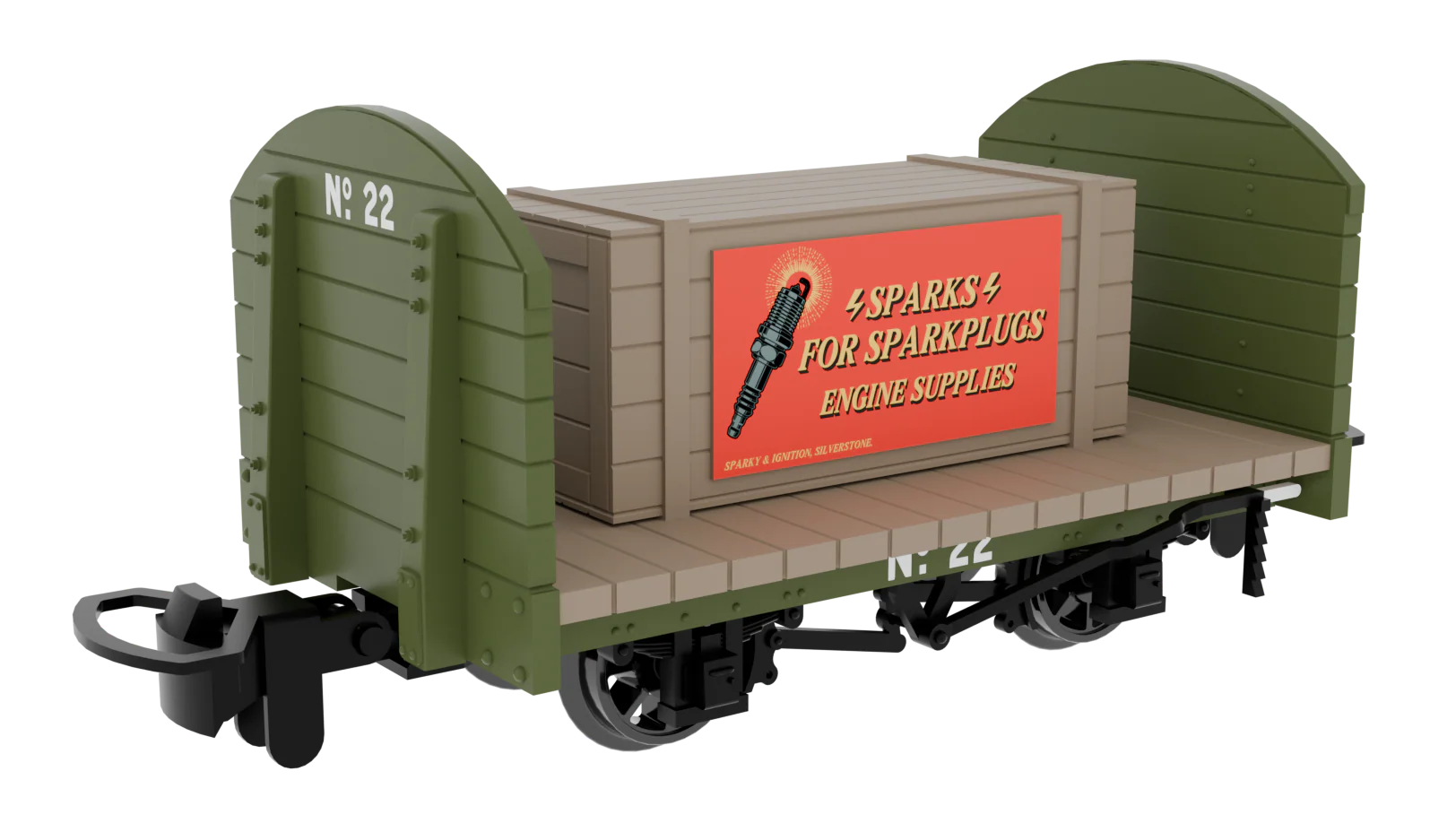 833205 Round Ended Flat - Plain Green No. 22 (with removable crate)