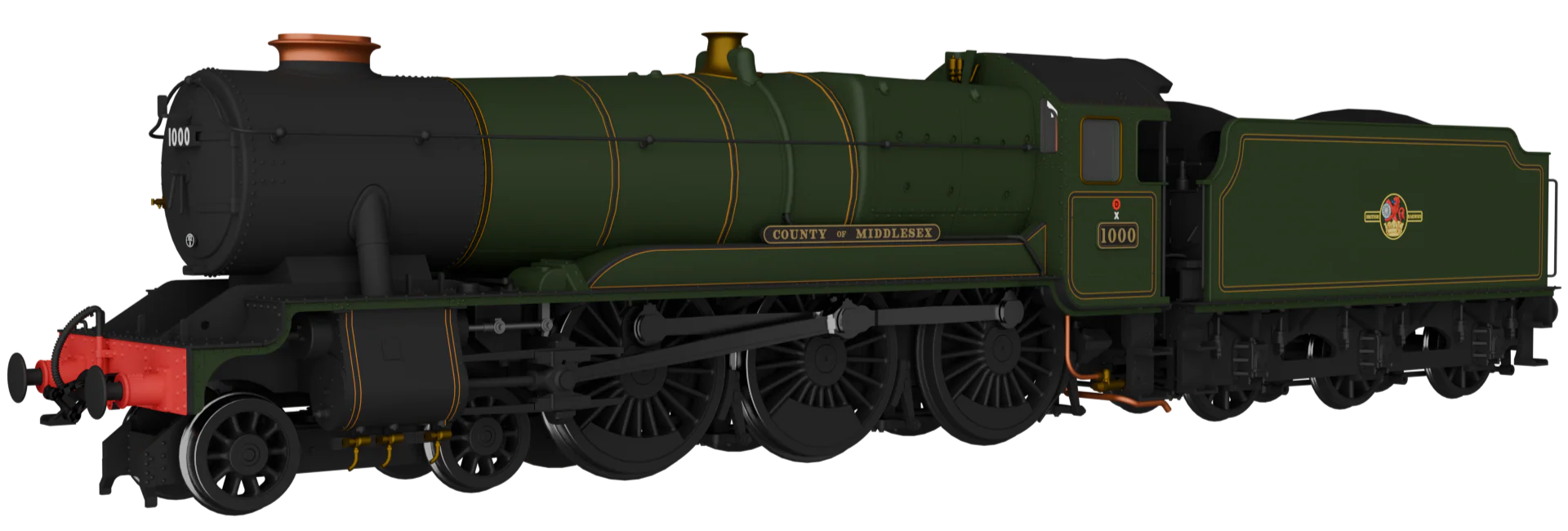 954509 GWR County No.1000 'County of Middlesex' BR Lined Green Late Crest Steam Locomotive - DCC Sound