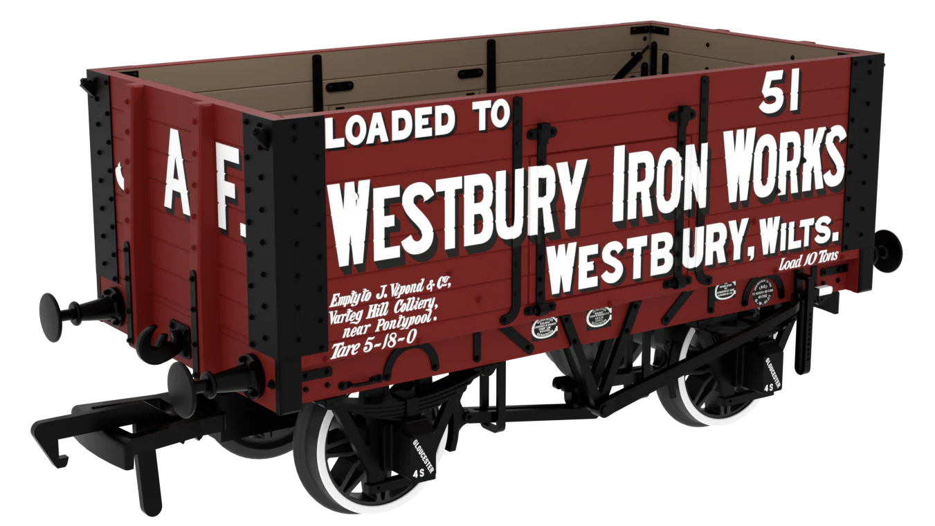 967818 RCH 1907 Spec Open Wagon Westbury Iron Works No. 51 7-plank wagon with side doors
