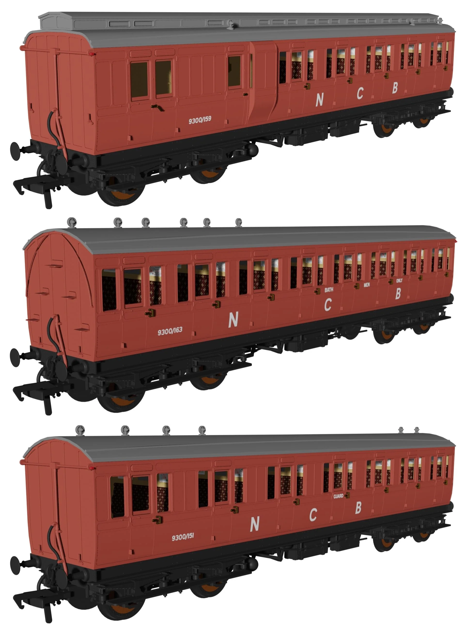 'Evolution' 48' NCB Non-Corridor Carriage No.9300/159, 9300/163 & 9300/151 Triple Pack