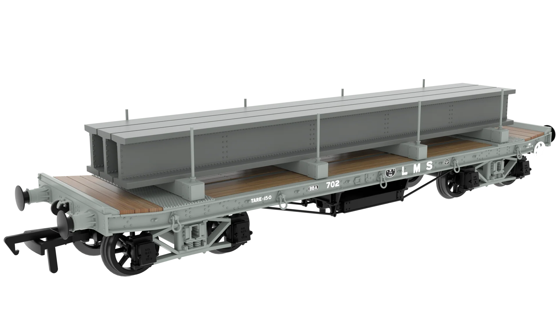 985012 WD 35T Rectank No.702 LMS Grey (Girder Load on Bolsters)