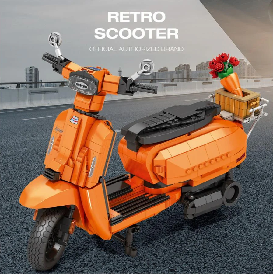 Lambretta Scooter Orange 1169pc Construction Set - Image 4
