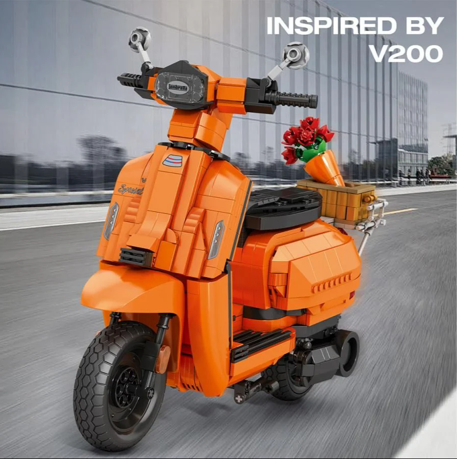 Lambretta Scooter Orange 1169pc Construction Set - Image 5