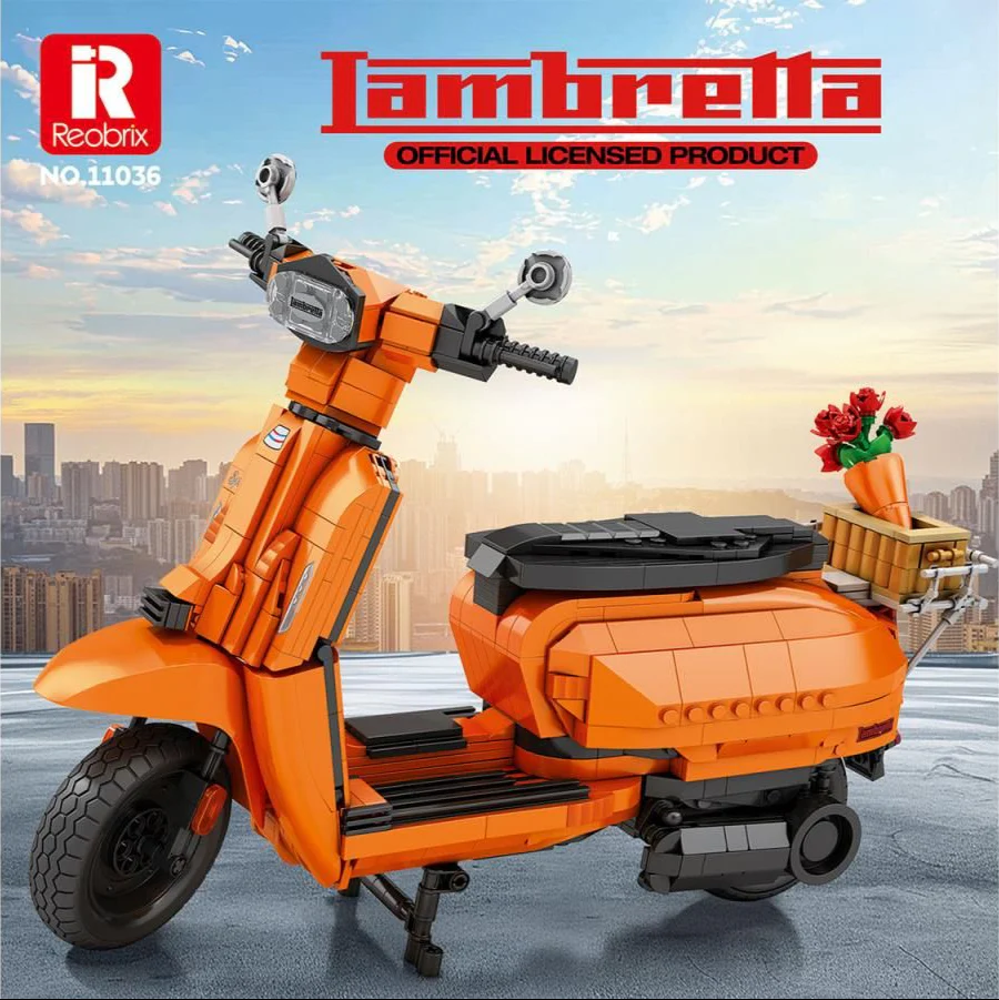 Lambretta Scooter Orange 1169pc Construction Set - Image 7