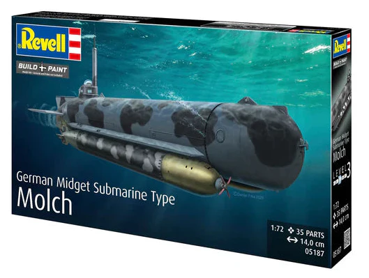 05187 German Midget Submarine Type Molch Model Kit - Image 3