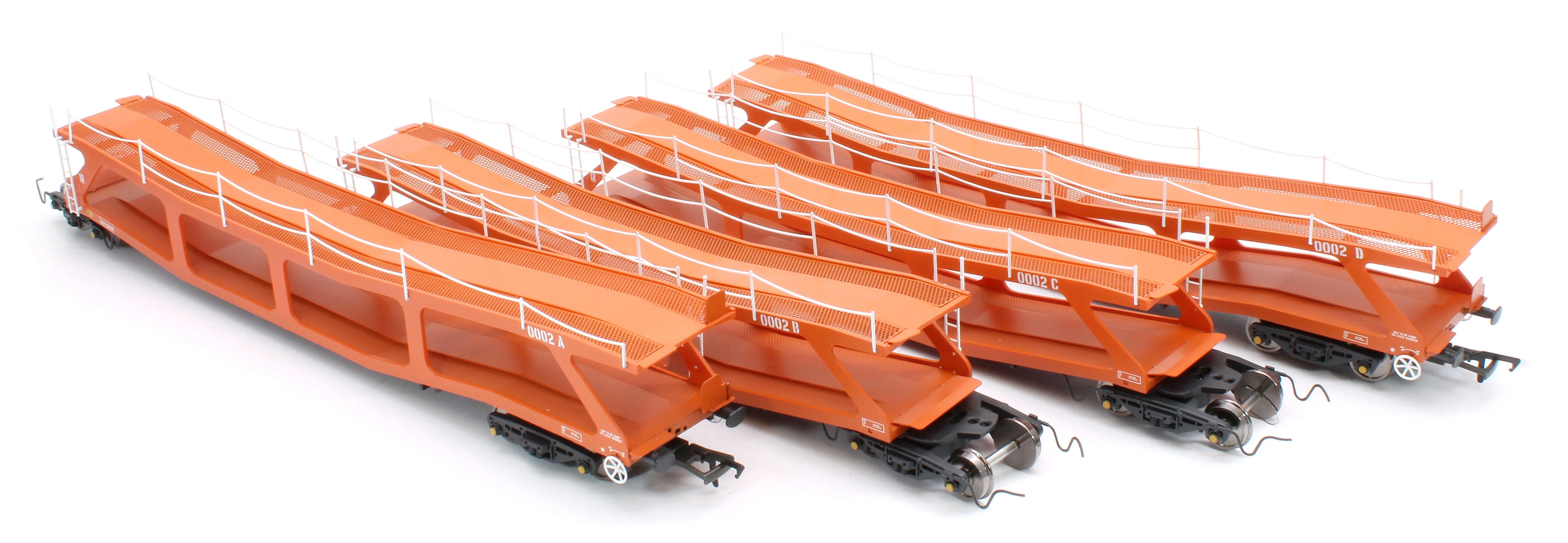 RT-OO-CAR4-403A Quad set Cartic-4 car carrier - Silcock and Collings orange (set A) - Image 8