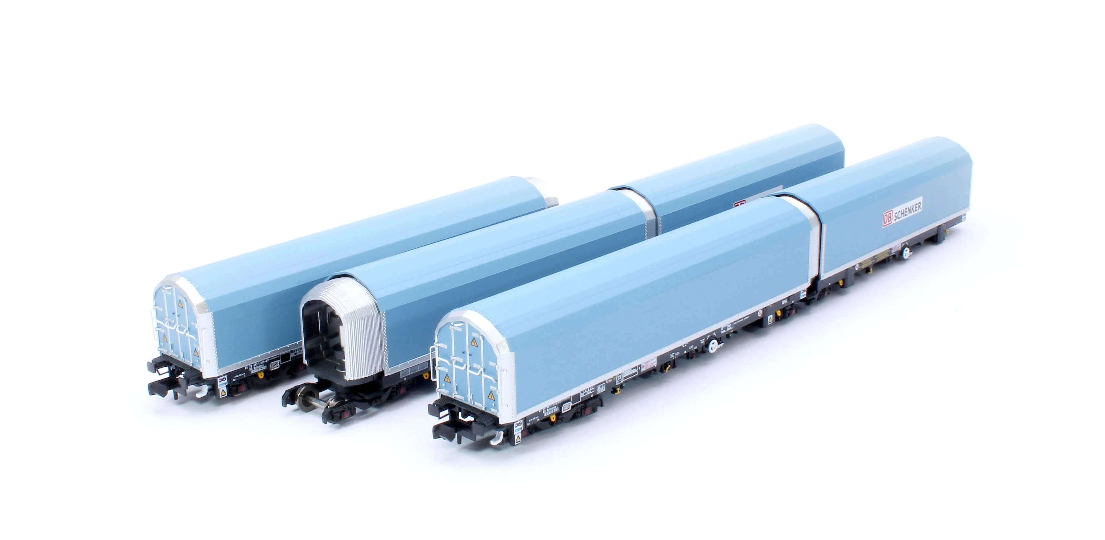 N/2mm 5-car Arbel WIA car carrier with DB Schenker branding. Wagon number 85 70 4971 015-8