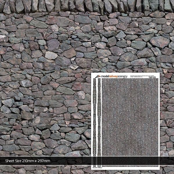 OO/HO Dry Stone Wall Texture Paper (x5)