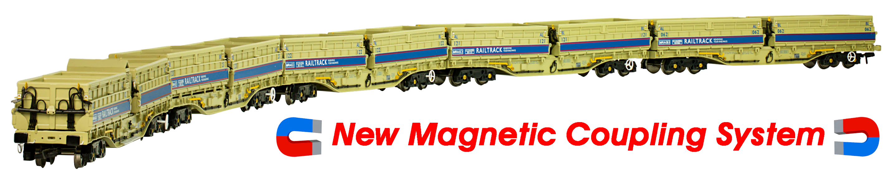 4F-075-001 Set of 5 MRA Side Tipping Ballast Wagon Railtrack Blue/Grey - Image 7