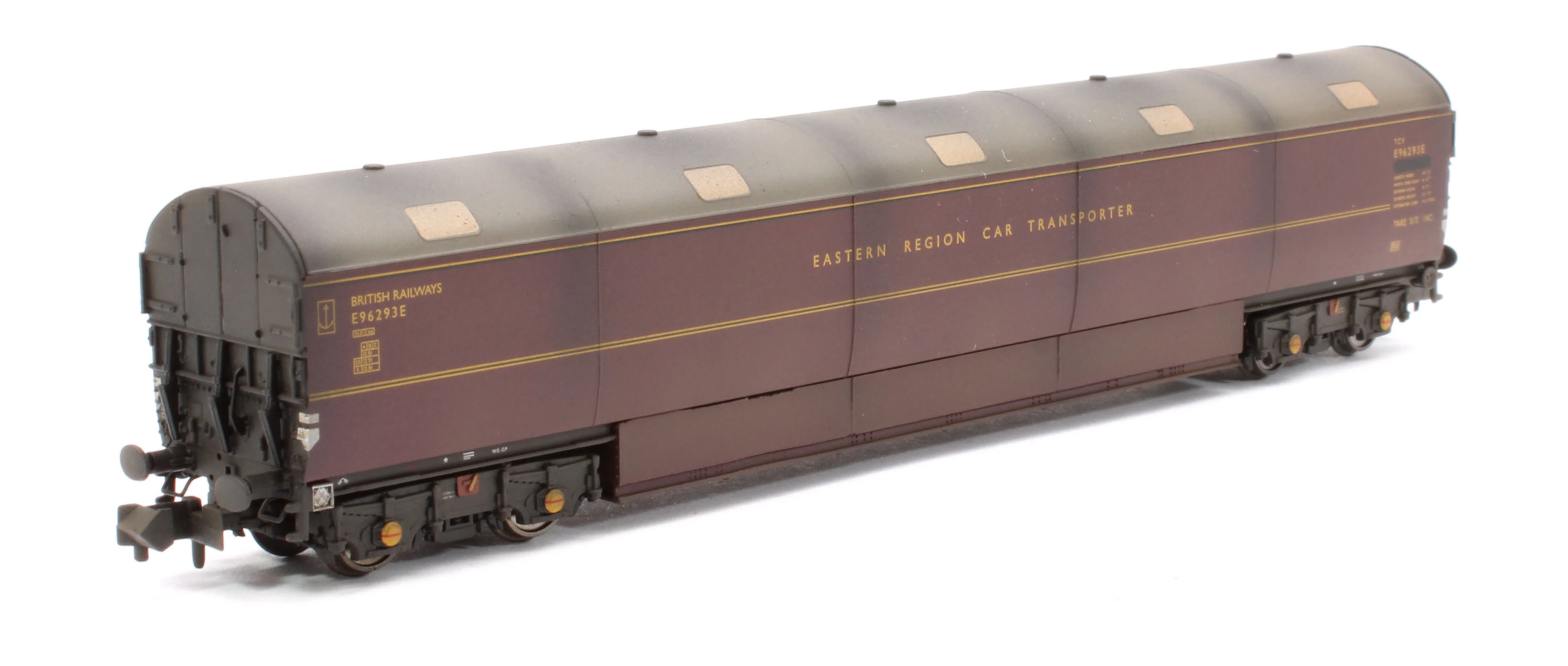 Custom Weathered Newton Chambers Car Transporter Eastern Region BR Lined Maroon E96286/293/297E - Pack 2 - Image 4