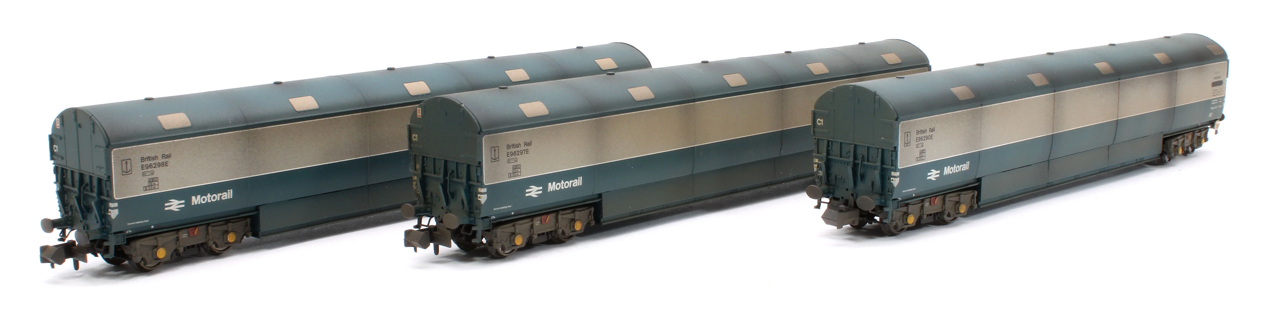 Custom Weathered Newton Chambers Car Transporter BR Motorail BR Blue/Grey TCV E96290/297/298E - Pack 1